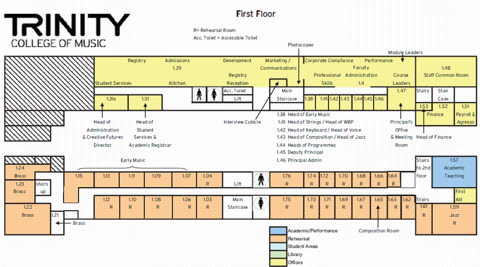 Trinity College Map First Floor